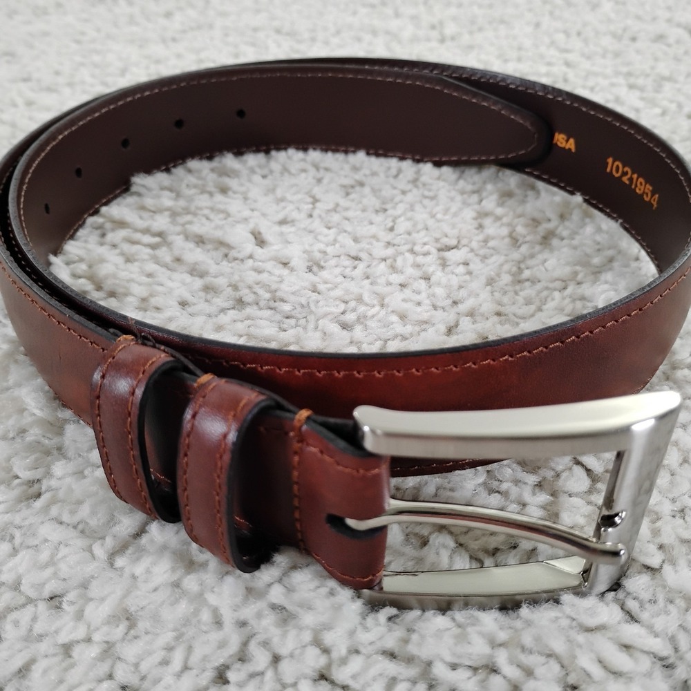 Allen Edmonds Belt Mens 32" 81cm Dress Calfskin Leather Brown USA 1021954